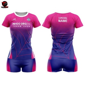 Conjunto de Uniforme de Voleibol Unisex Personalizado con Degradado, 100% Poliéster, de Secado Rápido y Transpirable, con Camiseta y Pantalones Cortos Deportivos Estampados - Product Image 2
