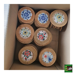 Sous-verres en rotin tressé, origine Vietnam, fabriqués à la main, écologiques, en fibres, pour la protection des tables de restaurant - Product Image 5