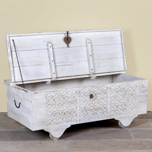 Unique Mango Wood <b>With</b> Iron Fittings <b>Storage</b> Box Feature Original Hand Carving Solid Wooden Home Villa Living Room <b>Coffee</b> <b>Table</b> - Product Image 3