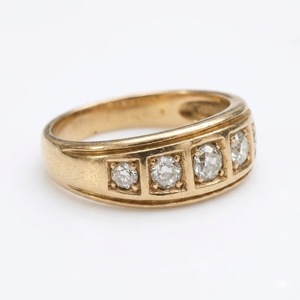 Bague victorienne en diamant à 5 pierres, design bateau antique, en or véritable 18 carats, filigrane, avec diamant de laboratoire, fine alliance de mariage en or - Product Image 6