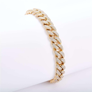 Luxury <b>Iced</b> <b>Out</b> Moissanite Cuban Link Bracelet Gold Tone Fully Paved Stones Hip Hop Statement Wrist <b>Chain</b> Bold Shine XL - Product Image 1