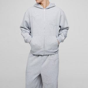 ชุดวอร์มผ้าฝ้าย100% มีฮู้ดผ้าบ็อกซี่สตาร์ไซส์ใหญ่พิเศษดีไซน์แบบสีทึบสำหรับฤดูหนาว - Product Image 3