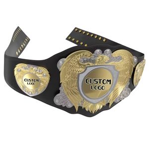 Cinturón de Campeonato con Logotipo Personalizado, Diseño en Cuero Negro y Dorado con Placas con Logotipo Personalizado, Cinturón de Lucha Libre de Primera Calidad para Fanáticos - Product Image 3