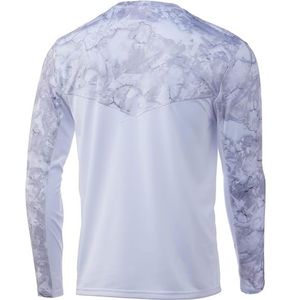 Camiseta de Manga Larga con Cuello Redondo para Hombre, Estampado de Mármol Azul, Secado Rápido, Deportiva, Tejida en Poliéster, Corte Regular - Product Image 2
