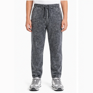 Pantalones Acid Wash al por mayor, pantalones de algodón vintage lavados, joggers casuales de corte holgado personalizados, ropa urbana unisex, fabricante. - Product Image 6