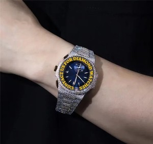 Reloj Personalizable de Oro Blanco con Diamantes Moissanite, Estilo Hip Hop, Cronógrafo, Esfera Azul, Características Únicas, Brillante, a un Precio Accesible - Product Image 2