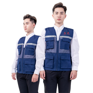 VENTA SUPERIOR FMF Ropa de trabajo de alta visibilidad Diseño personalizado Ingeniero de hombres/Chaleco de construcción Cremallera de malla reflectante Kaki - Product Image 6