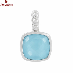 Fabrication de colliers pendentifs élégants en argent sterling 925 avec pierre précieuse chalcédoine aqua, fabricant en gros, stock disponible. - Product Image 1