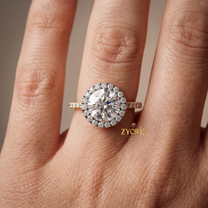 <b>Silver</b> Plated Brilliant Cut Lab Grown Diamond Halo Engagement <b>Ring</b> Pave <b>Set</b> Band Bridal Wedding Party <b>Ring</b> VVS2 Clarity Luxury - Product Image 4