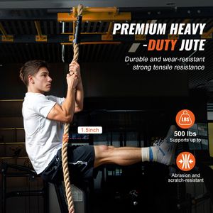 Corda per Allenamento Fitness da 15 Piedi con Diametro di 1,5 Pollici, Corda per Esercizi in Palestra per Adulti, Accessorio per Attrezzatura Fitness e Arrampicata - Product Image 2