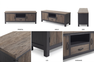 Aparador para TV Azora de Madera de Teca Sólida, 4 Cajones, Diseño Contemporáneo, Acabado Ecológico, Aparador Resistente para Bar - Product Image 6