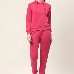 Ensemble de survêtement pour femme, couleur unie, à capuche, pantalon long, coupe décontractée, 100% coton respirant, vêtements d'automne - Product Image 1