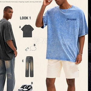 Camiseta de Moda Simple con Lavado Ácido para Hombre, Estilo Inspirado, Algodón Suave, Atuendo Diario Informal - Product Image 3