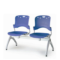 Chaise d'attente ergonomique certifiée ISO, style moderne, écologique, durable, à 2 places, avec structure en acier, pour usage commercial, centre commercial, parc, hôtel, école