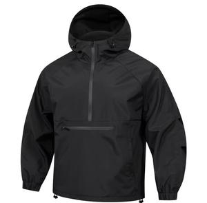 <b>Men's</b> Eco-Friendly Bomber <b>Jacket</b> Windproof PU Coated <b>Half</b>-<b>Zip</b> Solid Color Casual Autumn Regular Fit Polyester Shell Logo Front - Product Image 3