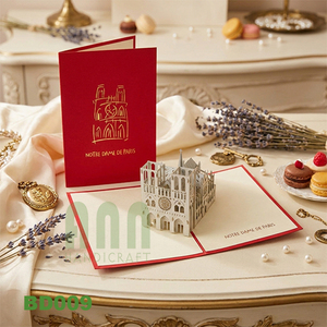 Tarjeta Pop-up 3D de Notre-Dame de París, Papel Kraft de Alta Calidad, Artesanía Personalizada, Regalo, Souvenir, Estilo Japandi, Amor por Vietnam - Product Image 4