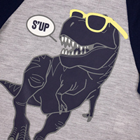 Ensemble de pyjama pour garçon à motif de dinosaure, design de dessin animé T-Rex, tissu doux et confortable pour l'été, fabriqué au Cambodge pour les marques de vente au détail