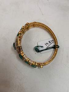 Natural Silver <b>Bangle</b> with Lab Grown Emerald Indian Design Trendy Women's Engagement Jewelry - Product Image 2