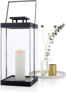 Sleek <b>Black</b> Metal <b>Lantern</b> Handmade Wholesale MOQ Decorative Candle Holder for Home Garden Indoor Outdoor - Product Image 3