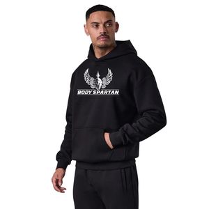 Mens <b>Black</b> Pullover Hoodie Casual <b>Fleece</b> Sweatshirt Long Sleeve Athletic Gymwear Streetwear Fashion Hoodie - Product Image 1