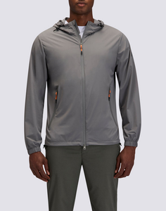 Ventes en gros de vestes coupe-vent pour hommes avec capuche, classiques, entièrement zippées, légères, en nylon et élasthanne, avec logo personnalisé imprimé OEM - Product Image 4