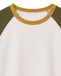 <b>White</b> Olive Green And Mustard Yellow Raglan T Shirt For Men Short Sleeve Crew Neck Cotton <b>Tee</b> Custom Casual Color Block Top - Product Image 5