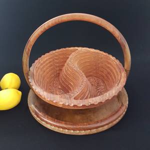 Affordable Handmade Wooden Fruit <b>Basket</b> with Decorative Handle for Kitchen Countertop, Dining <b>Table</b> and Home Display - Product Image 1