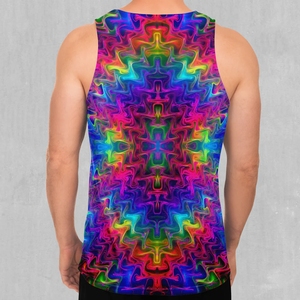 Camiseta sin mangas con estampado por sublimación para hombre, cuello redondo, informal, deportiva, transpirable, de poliéster tejido, con diseño estampado. - Product Image 2