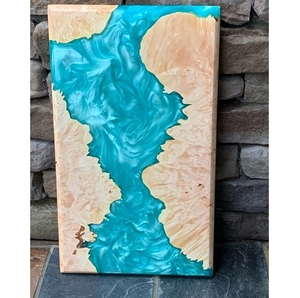 เขียงไม้เรซิ่นลายแม่น้ำสไตล์เรียบง่ายสำหรับตกแต่งบ้านสไตล์ฟาร์มเฮาส์ เขียงไม้เนื้อแข็งเคลือบอีพ็อกซี่สำหรับโต๊ะอาหารสมัยใหม่ - Product Image 1