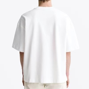 T-shirt pour homme 100% coton, logo personnalisé, design de qualité supérieure, col rond côtelé, coupe oversize, épaules tombantes, streetwear, t-shirt uni pour homme - Product Image 2
