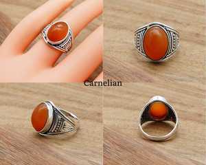Bague en argent sterling 92,5 avec pierres précieuses mélangées, bague en pierres précieuses naturelles, forme ovale, design unisexe - Product Image 4