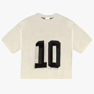 เสื้อฟุตบอลวินเทจตาข่ายทรงโอเวอร์ไซส์ เสื้อกีฬาแบบยูนิเซ็กซ์ ระบายอากาศได้ดี สไตล์สตรีทแวร์ ฮิปฮอป  รับสกรีนหมายเลขได้ - Product Image 5