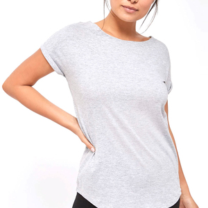 T-shirt pour femme de haute qualité 100% polyester, col en V, séchage rapide, anti-rides, imprimé sport, décontracté, manches courtes, été - Product Image 2