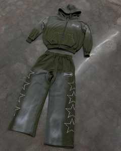 ชุดวอร์มผู้ชายผ้าฝ้ายแท้ 100% แบบสั่งทำพิเศษสองชิ้นทรงโอเวอร์ไซส์ พิมพ์ลายสีพื้น ชุดวอร์มพิมพ์ลายพัฟฟ์ทรงโอเวอร์ไซส์สำหรับผู้ชาย สั่งทำได้ - Product Image 6