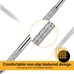 Pousse-cuticules en acier inoxydable allemand, poli miroir, personnalisés, avec papiers abrasifs pour le soin des ongles - Product Image 4