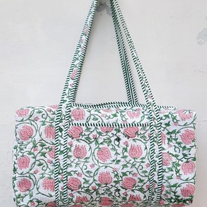 Sac de voyage matelassé en coton pour femme, léger, avec fermeture éclair, grande capacité, pour week-end ou nuitée - Product Image 2