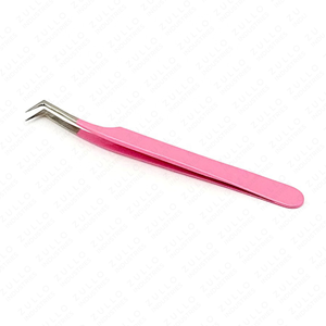 Pinzas para Extensión de Pestañas en Forma de L con Recubrimiento de Polvo Rosa, Acero Inoxidable con Punta Plateada, Logotipo Personalizado, Herramienta de Precisión para Pestañas - Product Image 6