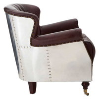 Fauteuil d'appoint Chesterfield capitonné en cuir, style moderne et minimaliste, avec structure en bois massif, inspiré des avions, pour salon