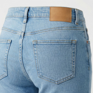 Jean en denim délavé taille haute coupe droite longueur cheville coupe classique décontracté pour femme 100 % coton style printemps - Product Image 2