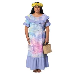 Robes sirène élégantes et décontractées pour femmes, style polynésien de l'île de Samoa, design créatif, vêtements à volants, col à volants, robe Aloha de plage pour femmes - Product Image 1