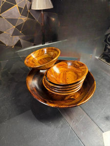 Ensemble de bols en bois de qualité supérieure, bols sculptés à la main pour la cuisine, la salle à manger, les salades, les soupes, le riz, les collations, écologiques, pour servir sur la table - Product Image 3