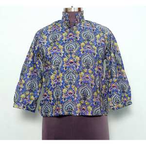 Blusa Informal Vintage con Estampado Floral Dulce, de Algodón, Manga Corta Abullonada, Cuello Redondo, Cierre de Botones, Ecológica, para Verano - Product Image 1