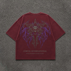T-shirt graphique rétro gothique surdimensionné en coton pour homme avec motif au dos, impression DTG, col rond, streetwear décontracté pour l'été - Product Image 3