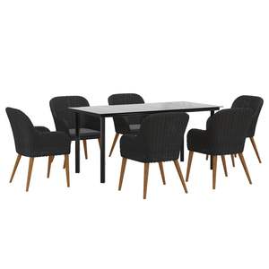 Conjunto de Comedor de Jardín Grande y Resistente de Acero con Recubrimiento de Polvo Negro - Product Image 3