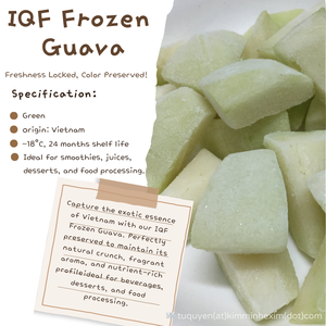 ฝรั่งแช่แข็ง IQF พรีเมียม (สีธรรมชาติ) ชิ้นใหญ่ ครึ่งลูก บรรจุภัณฑ์สุญญากาศ บรรจุภัณฑ์แบบขายส่ง คุณภาพส่งออกเวียดนาม ยี่ห้อ KMI อุณหภูมิ -18 องศาเซลเซียส - Product Image 4