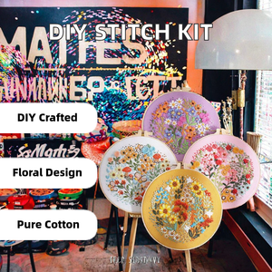 Kit de Inicio para Bordado DIY, Punto de Cruz, Cinta Decorativa, Tela de Algodón con Diseño Floral, Pintura Yingsa Art CN009 Hecho a Mano - Product Image 6