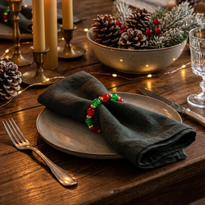 Anneaux de serviette perlés colorés, design élastique, pour mariage |   Décoration de table, accessoires de table décoratifs, ensemble de porte-serviettes festifs - Product Image 2