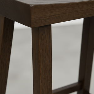 Tabouret de bar moderne en bois de caoutchouc massif rond - Tabouret haut pour la maison - Product Image 4