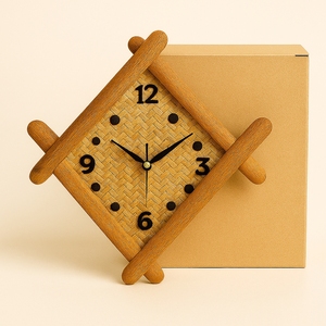 Reloj de Pared Analógico de Bambú Natural Hecho a Mano |   Decoración Ecológica para Sala de Estar |   Movimiento Mecánico Silencioso |   Diseño Bohemio |   Fácil - Product Image 5