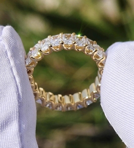 New Trendy Radiant Cut Moissanite Diamond Hip Hop Style <b>Ring</b> Comes with U-Prong Setting Full <b>Eternity</b> Band for Women Wholesale - Product Image 1